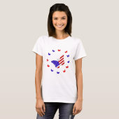 Vaste rode, witte en blauwe vlinder t-shirt (Voorkant volledig)