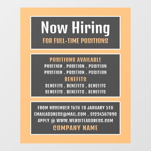Vaste tekst, vacature Recruitment Adverteren Raamsticker (Vel)