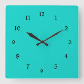 Vaste turquoise kleur vierkante klok (Voorkant)