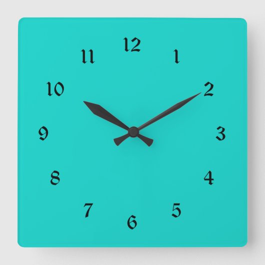 Vaste turquoise kleur vierkante klok (Voorkant)