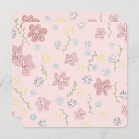 Vaste uitnodiging, formaat: 5,25 x 5,25 inch, papi kaart (Voorkant / Achterkant)