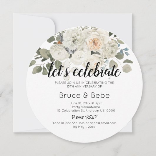 Vaste uitnodiging, formaat: 5,25 x 5,25 inch, papi kaart (Achterkant)