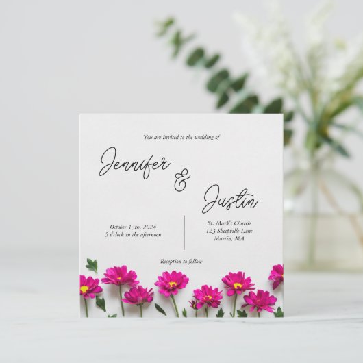 Vaste uitnodiging, formaat: 5,25 x 5,25 inch, papi kaart (Staand voorkant)