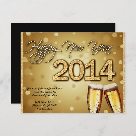 Vaste uitnodiging voor het nieuwjaar 2014 (Voorkant / Achterkant)