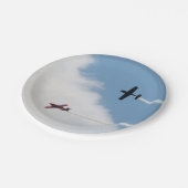 Vaste vleugelvliegtuigen met vleugelvliegtuigen papieren bordje (Gekanteld)