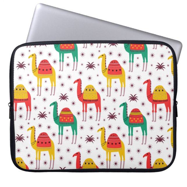 Vaste vormgeving camelpatroon laptop sleeve (Voorkant)