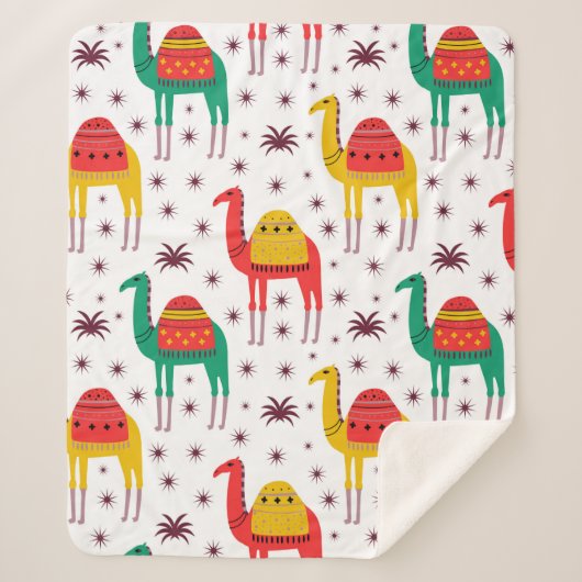 Vaste vormgeving camelpatroon sherpa deken (Voorkant)