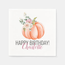 Vaste Waterverf Floral Pumpkin Birthday Servet