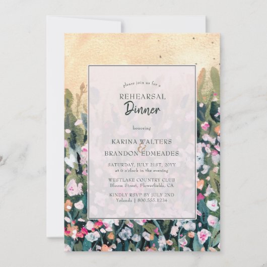 Vaste wilde bloemen bruiloft kaart (Voorkant)