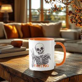 Vasten Skeleton Mok - Dark Humor Halloween Vibes