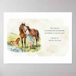 Vastgehouden door Zijn Woord Paard Familie Bijbelt Poster