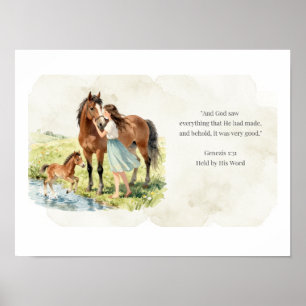 Vastgehouden door Zijn Woord Paard Familie Bijbelt Poster