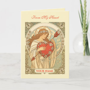 Vastgehouden in Devotie Vintage Art Nouveau Romant Kaart