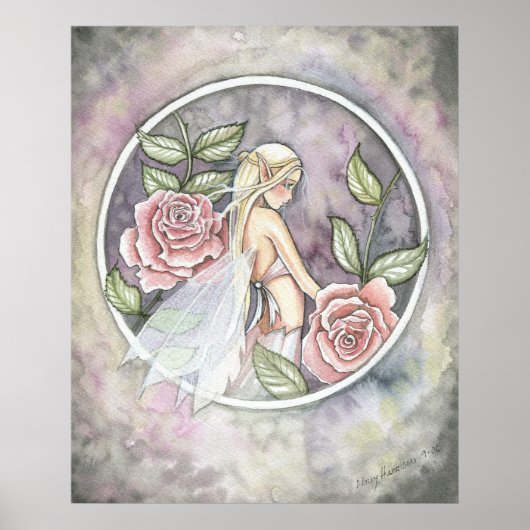 Vastgelegd Roos Fantasy Fairy Poster Print (Voorkant)