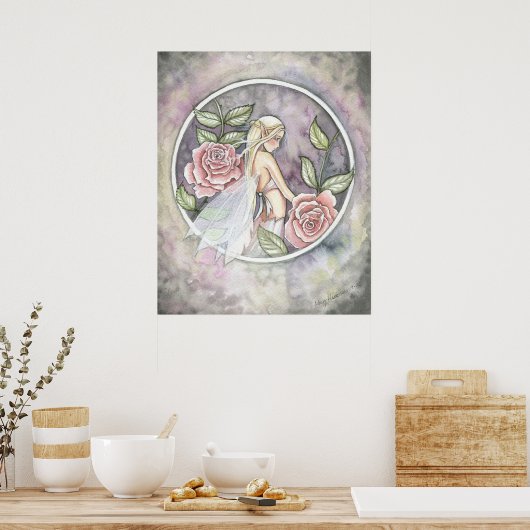 Vastgelegd Roos Fantasy Fairy Poster Print (Keuken)