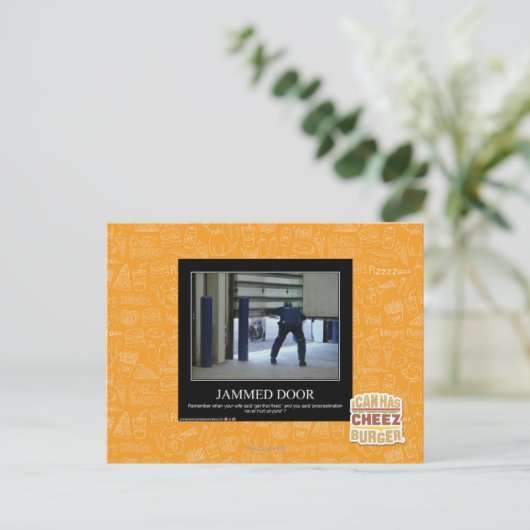 vastgelopen deur briefkaart (Staand voorkant)