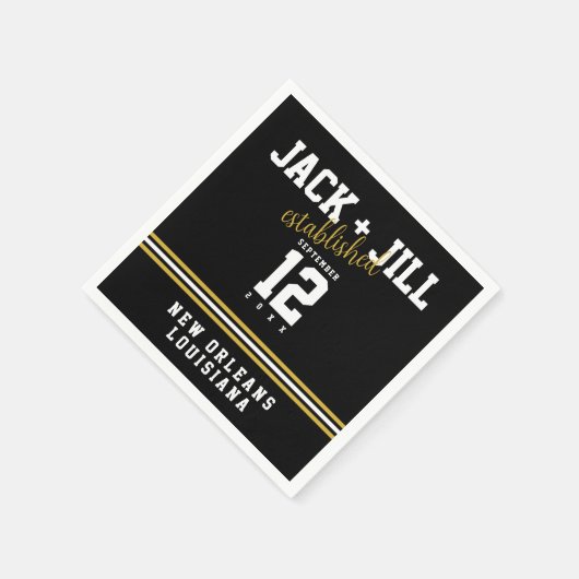 Vastgestelde datum Zwart Wit Goud Sportieve Bruilo Servet (Hoek)