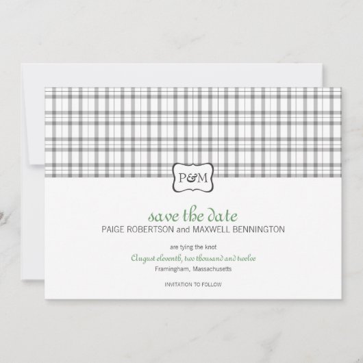 Vastgestelde Monogram sparen de Datum Save The Date (Voorkant)