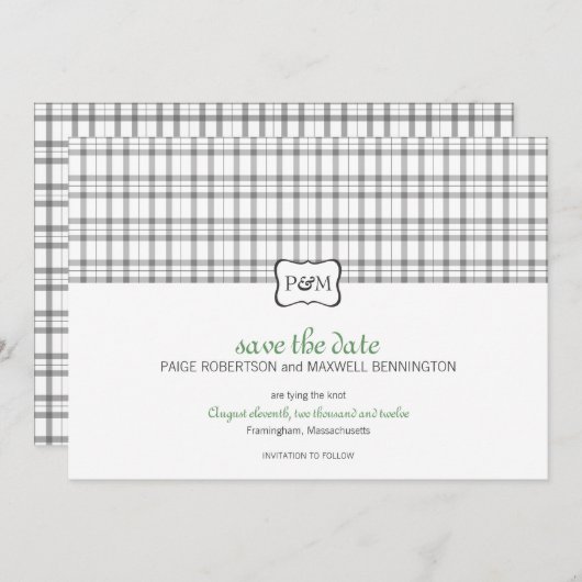 Vastgestelde Monogram sparen de Datum Save The Date (Voorkant / Achterkant)