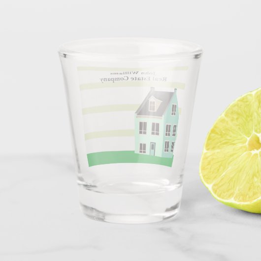 Vastgoed Bedrijf Huis Groene Moderne Marketing Shot Glas (Achterkant)