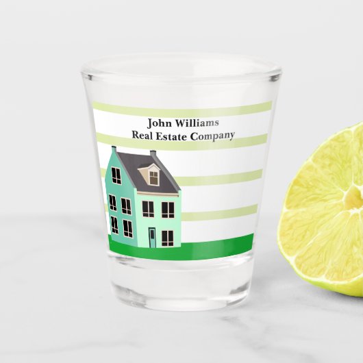 Vastgoed Bedrijf Huis Groene Moderne Marketing Shot Glas (Voorkant)