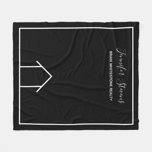 Vastgoed Bedrijf Huis Monogram Realtor Zwart Fleece Deken (Voorkant (Horizontaal))