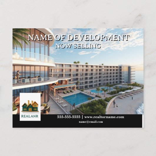 Vastgoed bewerkbare vastgoedontwikkeling briefkaart (Achterkant)