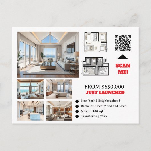 Vastgoed bewerkbare vastgoedontwikkeling briefkaart (Voorkant)