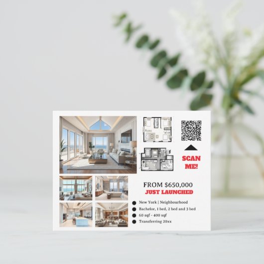 Vastgoed bewerkbare vastgoedontwikkeling briefkaart (Staand voorkant)