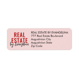VASTGOED Blos Roze Script Foto Makelaar Opbrengst Etiket