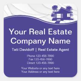 Vastgoed. Bouw. Blauw Zilver Vierkante Sticker