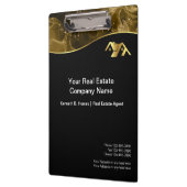 Vastgoed. Bouw. Zwart Goud Klembord (Links)