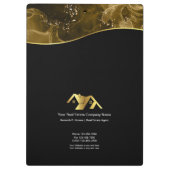 Vastgoed. Bouw. Zwart Goud Klembord (Achterkant)