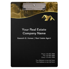 Vastgoed. Bouw. Zwart Goud Klembord