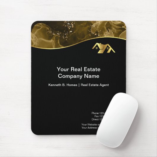 Vastgoed. Bouw. Zwart Goud Muismat (Met muis)