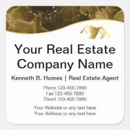 Vastgoed. Bouw. Zwart Goud Vierkante Sticker