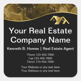 Vastgoed. Bouw. Zwart Goud Vierkante Sticker