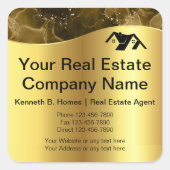 Vastgoed. Bouw. Zwart Goud Vierkante Sticker (Voorkant)