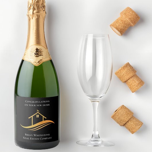 Vastgoed Chic Aangepaste Makelaar Housewarming Fee Sparkling Wijnetiket
