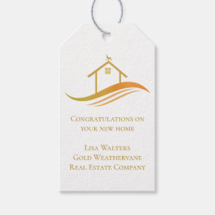 Vastgoed Chic Gold House Logo Custom Realtor Cadeaulabel
