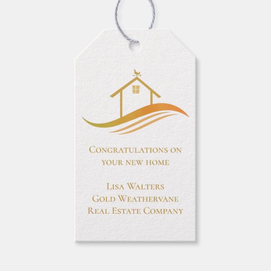 Vastgoed Chic Gold House Logo Custom Realtor Cadeaulabel (Voorkant)