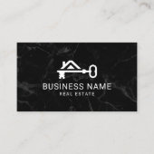 Vastgoed Custom House & Key Logo Marmer Realtor Visitekaartje (Voorkant)