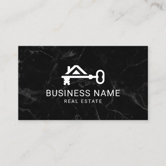 Vastgoed Custom House & Key Logo Marmer Realtor Visitekaartje (Voorkant)