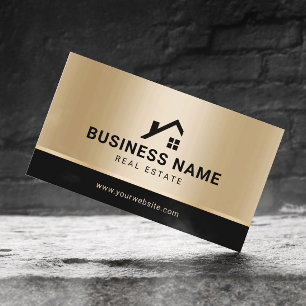 Vastgoed Custom Logo Modern Gold Realtor Visitekaartje