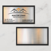 Vastgoed Dak Logo | Metallic geborsteld Visitekaartje (Voorkant / Achterkant)