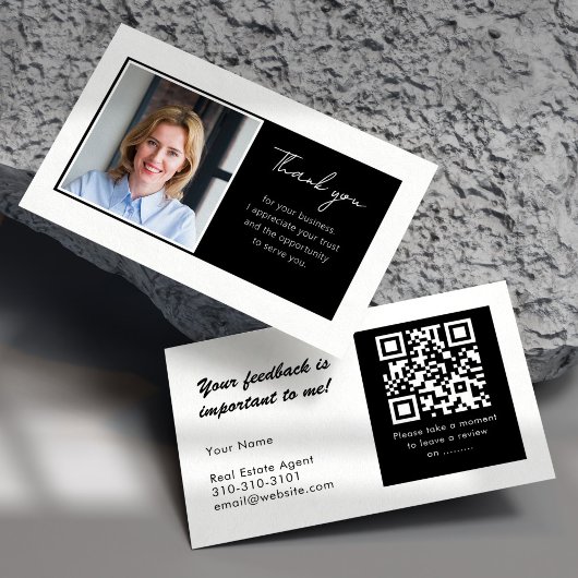 Vastgoed Dankjewel en QR-code Review Wit Visitekaartje