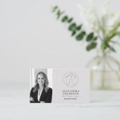 Vastgoed Faux reliëf zwart wit moderne foto Visitekaartje (Staand voorkant)