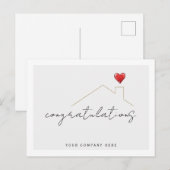 Vastgoed Felicitatie Nieuw Huis Hart Briefkaart (Voorkant / Achterkant)