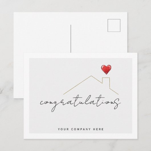 Vastgoed Felicitatie Nieuw Huis Hart Briefkaart (Voorkant / Achterkant)