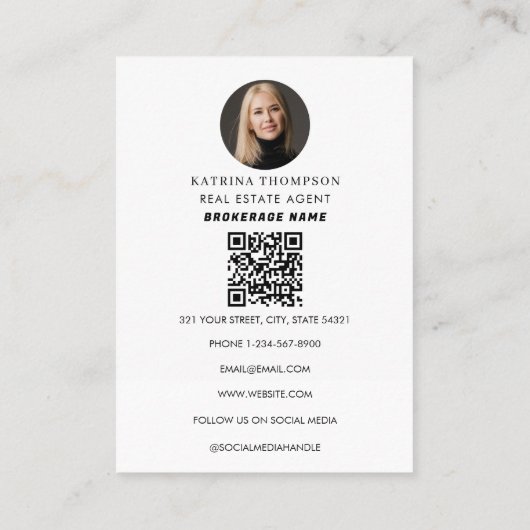 Vastgoed Foto Realtor QR Code Voordeur Visitekaartje (Achterkant)